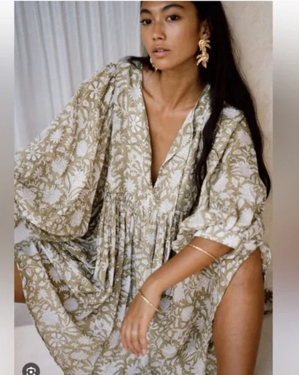 DAUGHTERS OF INDIA Sz S Small Kyra Mini Dress Olive Green NWT